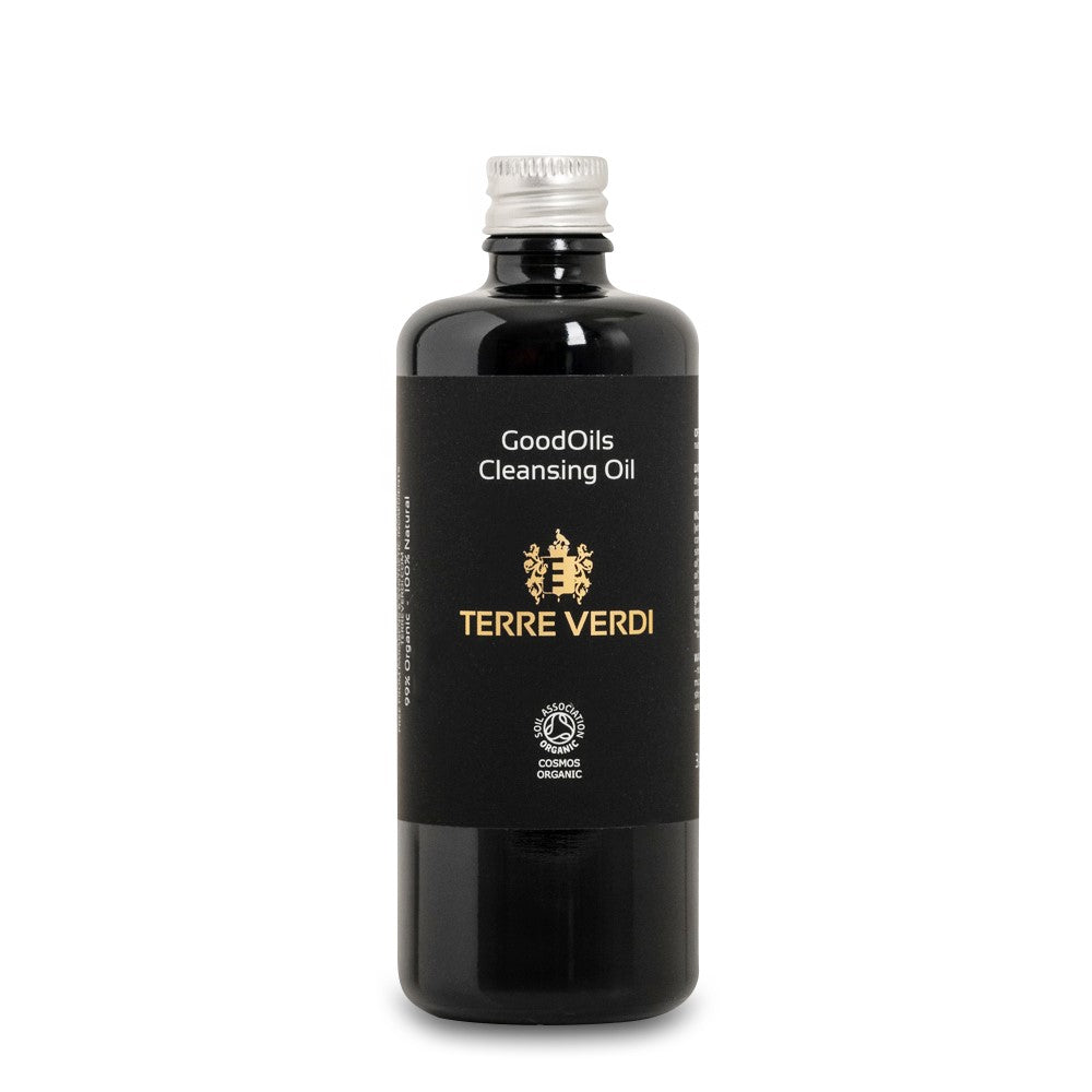 Terre Verdi Organic Skincare cleansing oil bottle labeled GoodOils Natural French Skincare Cleanser