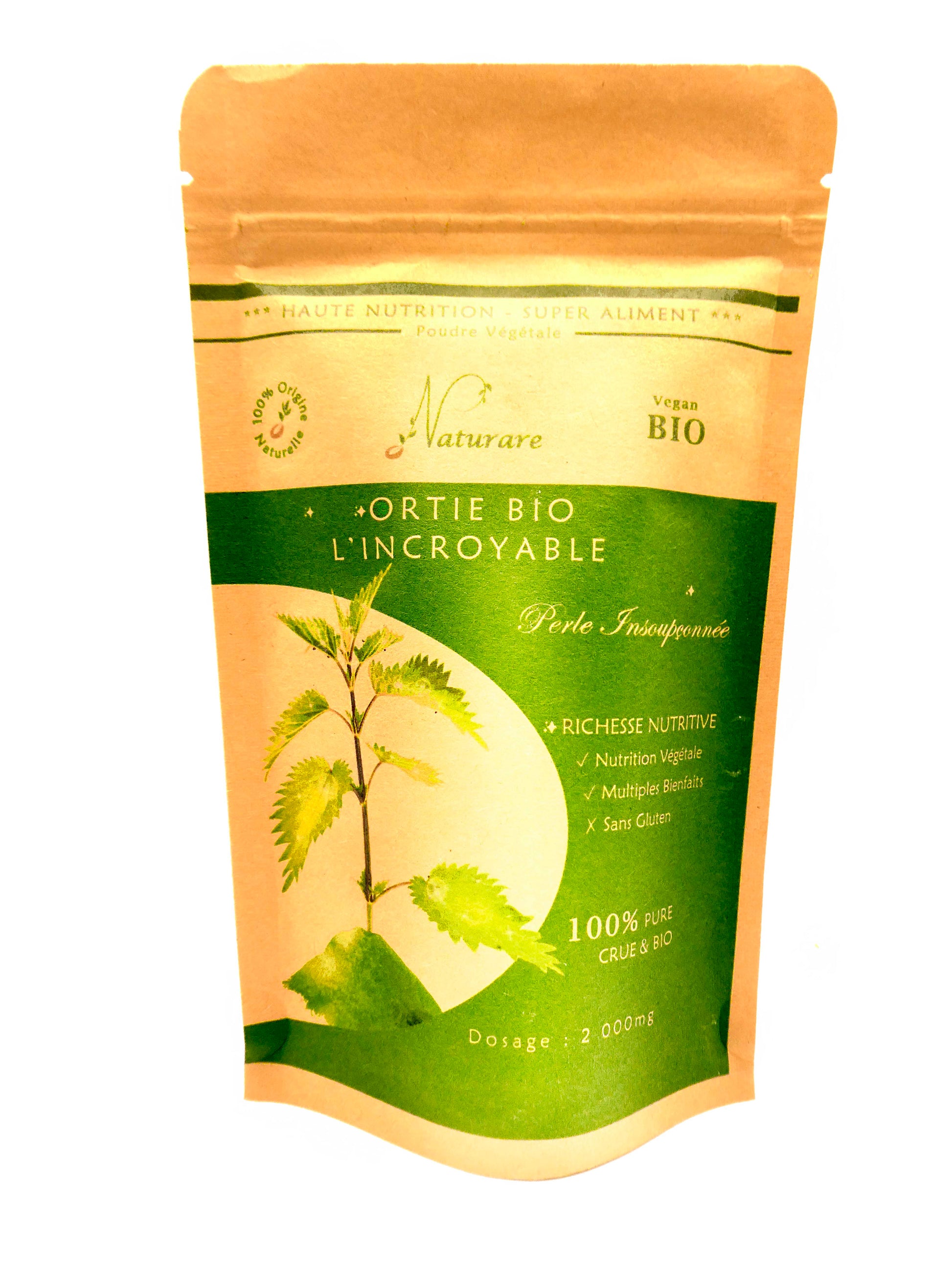 Agnès' Petit Paris Skincare organic nettle drops for wellness in eco-friendly green and beige pouch