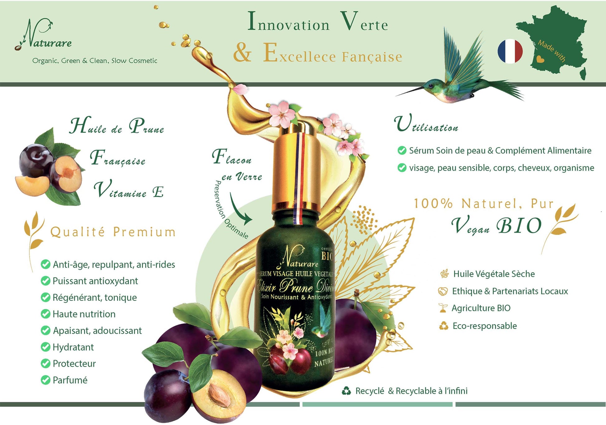 PERFECTING BOX for radiant skin featuring organic natural cosmetics with plum oil and vitamin E serum